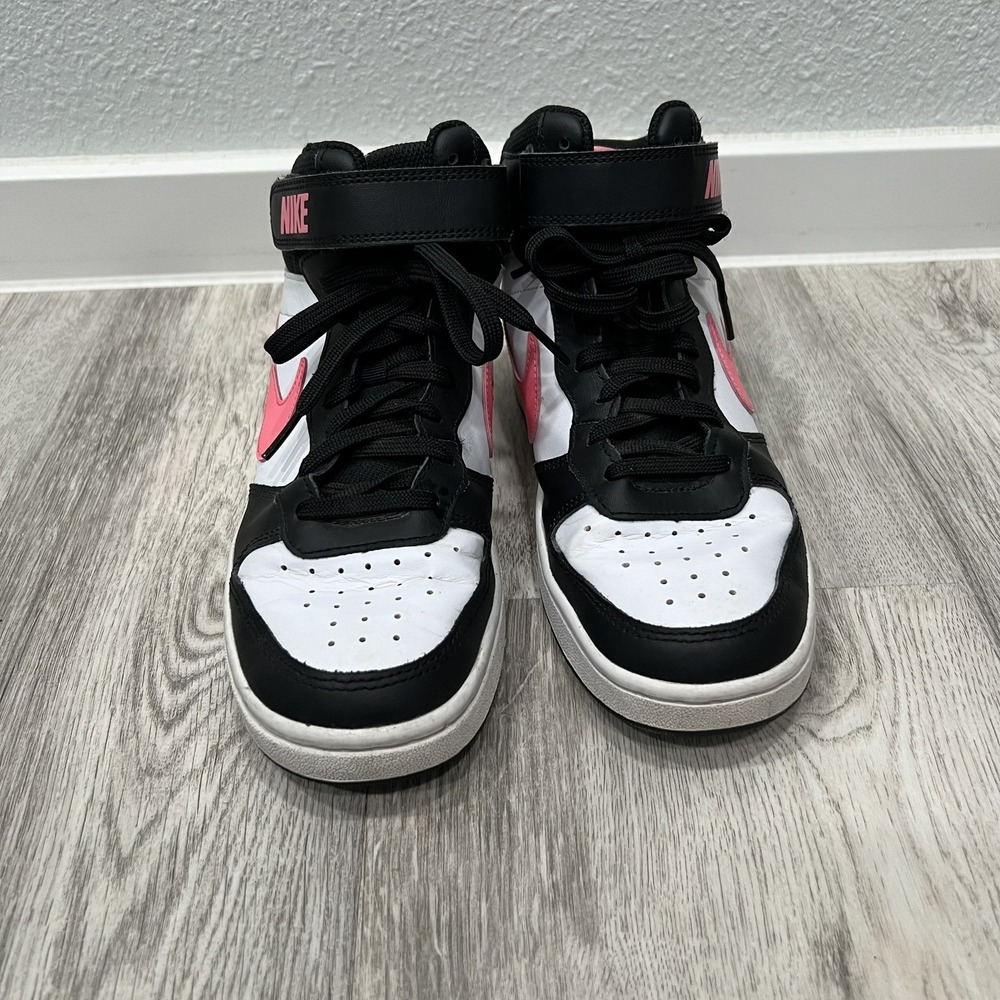 Size 6.5 (GS) - Nike Court Borough 2 Mid White Sunset Pulse - Picture 2 of 9